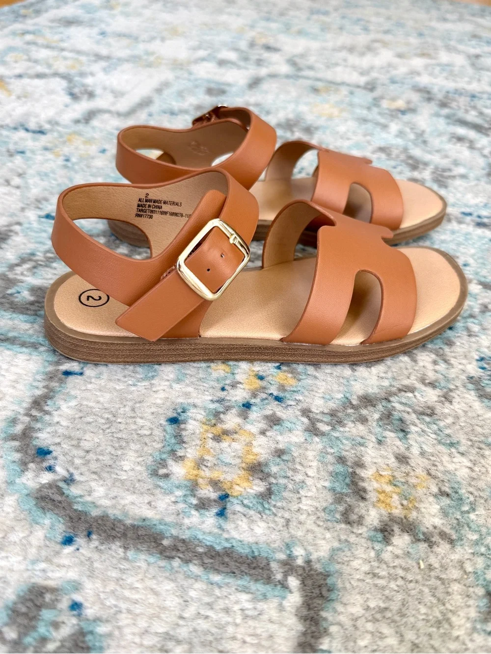 Art Class Brown and Tan Buckle Sandals Size 2 Girls